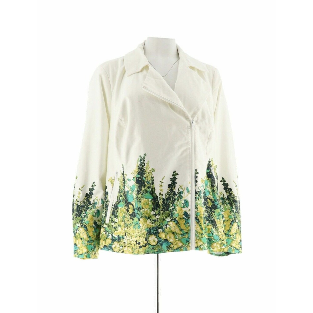 Motorcycle jacket by Dennis Basso floral